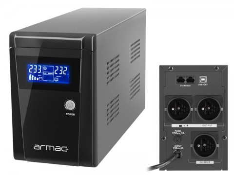 Nepertraukiamas maitinimo šaltinis (UPS) 220V 1000VA 600W (3x220V, 2xRJ45, USB B) su LCD ekranu Armac Office